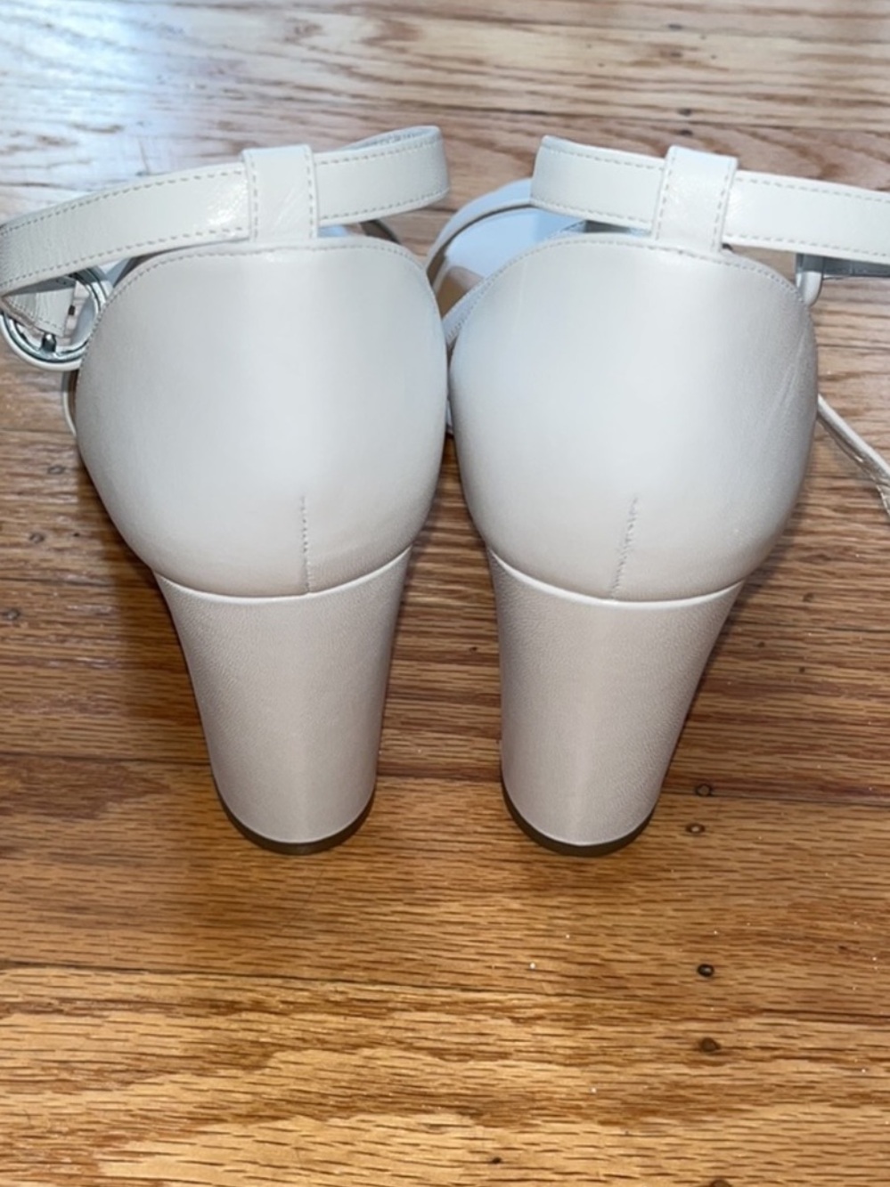 Christian Louboutin White Strappy Block Heel Sandals with Signature Red Sole - Picture 5 of 12